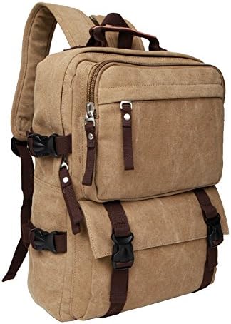 Freeprint Canvas Travel Backpack/Rucksack/Schoolbag for Daily Use or Overnight Trips, Denim Khaki