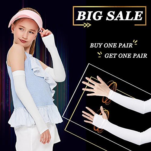 Arm Sleeves for Kid Cotton Outdoor Sun Arm Cover Sleeve White Small 2 Pairs
