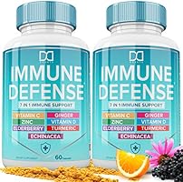 7 in 1 Zinc 50mg Elderberry, Vitamin D 5000 IU, Vitamin C, Tumeric and Ginger & Echinacea Immune System Booster Support...