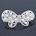 Bridal Wedding Prom Silver Tone Simulated Pearl Diamante 'Asymmetrical Butterfly' Barrette Hair Clip Grip - 65mm Across