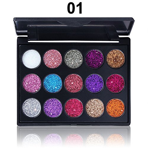 shamrock58 CmaaDu Multicolor Shimmer Glitter Eye Shadow Powder Palette Matte Eyeshadow Cosmetic Makeup 15 Colors (A)