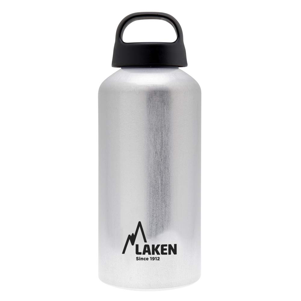 Laken Classic Water Bottle with Wide Mouth, Single Wall Lightweight Aluminum BPA, Leak-Proof Screw Cap, 0.6 Litre, Aluminum