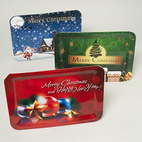 Set of 4 Black Duck Brand Christmas Serving Trays w / 4 Different Christmas Designs