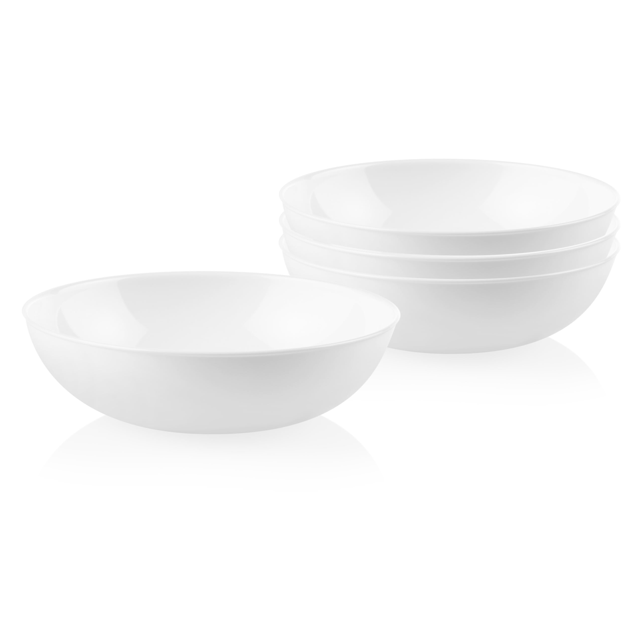 Photo 1 of Corelle 4-Pc Meal Bowls Set Service for 4, Durable and Eco-Friendly 9-1/4-Inch Glass Bowls, Compact Stack Bowl Set, Microwave and Dishwasher Safe, White, 46 Ounces