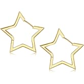 FaithHeart Star Hoop Earrings for Women Hypoallergenic, Silver/Black/14K Gold Plated Hoop Earrings for Women Hypoallergenic Lightweight Star Earring Fashion Cute Jewelry, 20/30/40/50/60mm