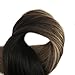 Full Shine Weft Hair Extensions Human Hair 16 Inch Sew in Hair Extensions Real Human Hair Color 1B Off Black Fading to Chestnut Brown Highlight Caramel Blonde Soft Silky Hair for Women 105G