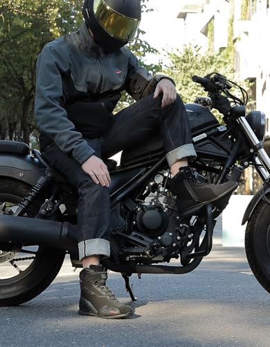 KEMIMOTO Men's Motorcycle Shoes, CE Certified, Motorcycle Shoes, Reinforced Gear Lever Pad Made of TPR Material, Motorcycle Boots Men Breathable and Wear-Resistant, Ankle Protection
