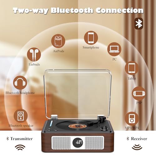 CD Player Portable, Retro CD Bluetooth Player with Dual HiFi Speakers, 2600mAh Rechargeable CD Player for Home with Remote Control,Support USB/AUX,Headphone Jack,Optical Brown
