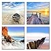 Home Art - Modern Art Seascape Giclee Canvas Prints Framed Canvas Wall Art for Home Decor Perfect 4 Panels Wall Decor Sea Beach Photos Paintings for Living Room Bedroom Dining Room Bathroom Office