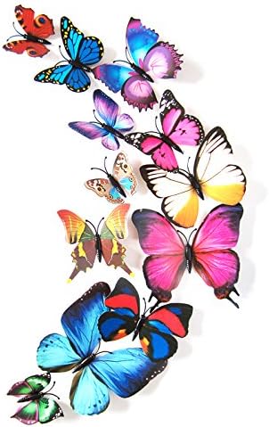 Chunney® 24pcs Magnet Butterfly Stickers Wall Stickers with Sponge Gum (24 Colorful,Color and Style will be Send in Random)