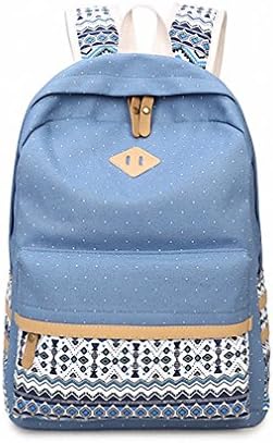 Canvas Dot Printing Backpack Women School Bags for Teenagers Cute Rucksack Vintage Laptop Backpacks Female CB257 Gray blue