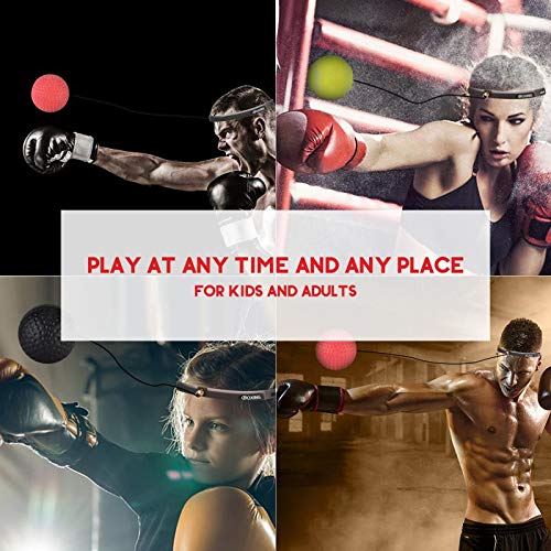 Boxing Reflex Ball Boxing Fight Ball Training Ball 3 Difficulty Levels Punching Reaction Ball with Headband,2 Hand Wraps,Strings,For Fitness Improving Speed Reaction and Hand Eye Coordination Training