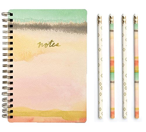 Mara-Mi Italian Neroli Pencil Set and Decorative Writing Accessory (Spiral Notebook)