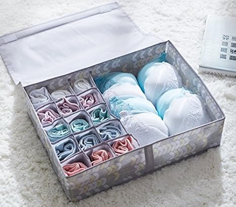 Amazon Elegantflower 収納ボックス 収納ケース 引出し仕切りケース 1 15マス 下着 靴下 ブラジャー ランジェリー ショーツ 収納 蓋付け おしゃれ 可愛い 丈夫 折りたたみ 水洗い可 グレー 衣類用引き出し仕切り オンライン通販