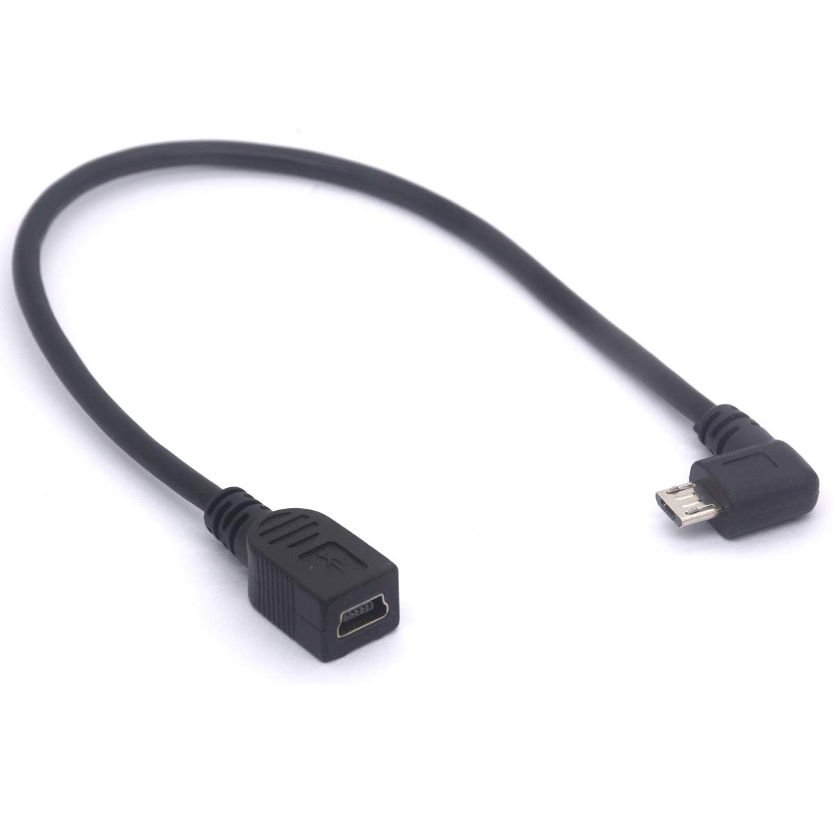 Right Angle Micro USB to Mini USB Female Cable Extender - 90 degree B Micro Usb Male to Mini Female Connector Adapter for MP3 Camera Smartphone Tablets (Right)