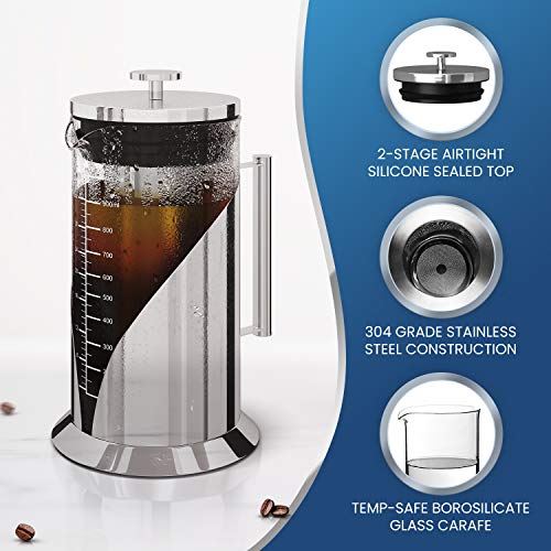 Cafe Du Chateau Cold Brew Coffee Maker 34 Ounces Cold Brew Maker