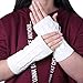 2/3 Pairs Winter Warm Knit Fingerless Gloves for Women Cable Fingerless Arm Warmers Mittens(05-2Pairs,White+Coffee)