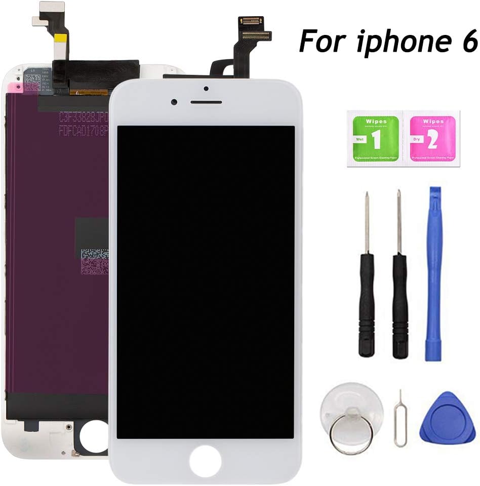 Screen Replacement for iPhone 6, 4.7" Digitizer Touch Screen & LCD Display with Free Tools Kit (iPhone 6, White)