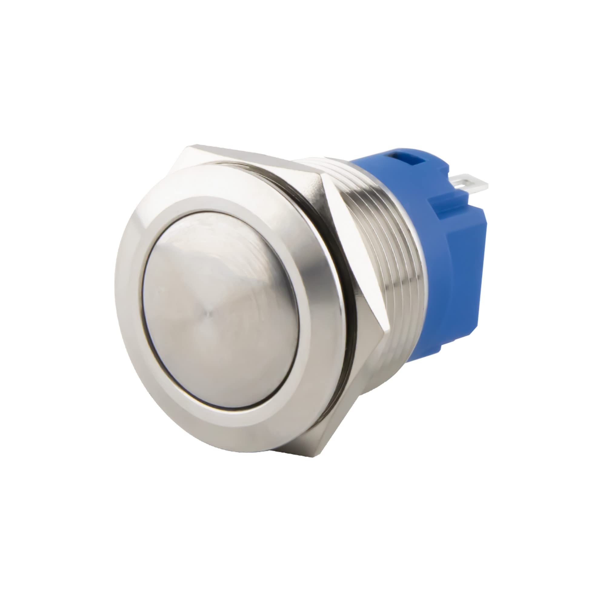 SeKi Stainless Steel Push Button Diameter 19 mm Touch Button Curved Head Shape Soldering Eyelets/Flat Connector 0.5 x 2.8 Connection Bell Push Button
