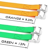 WowThings! Long Tie Down Car Straps - Lashing Cam Lock Metal Buckle Strap - Securing Adjustable Cargo Tie Downs For Roof Rack, Kayak, Canoe, Boat, Up To 600lbs, 4 Pack