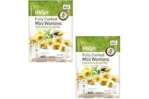 Wontons Bibigo Fully Cooked Frozen Mini Wontons | Chicken & Cilantro in a Delicate Wrapper (48 oz) | By Gourmet Kitchn (2 Pack)