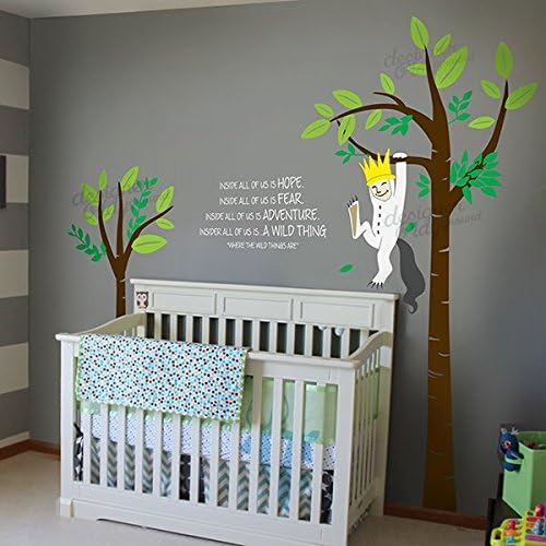 Designer Playground Where the Wild Things are Max on Tree with quote wall decal ( 82" tall ) MT006