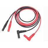 BLLNDX Digital Multimeter Test Lead 2PCS 1.2 m /47 inch 14 AWG Male Right Angle to Male Straight 4mm Banana Plug Connectors Meter Leads for Multimeter, Voltmeter, Clamp Meter Silicone Wires Adapter