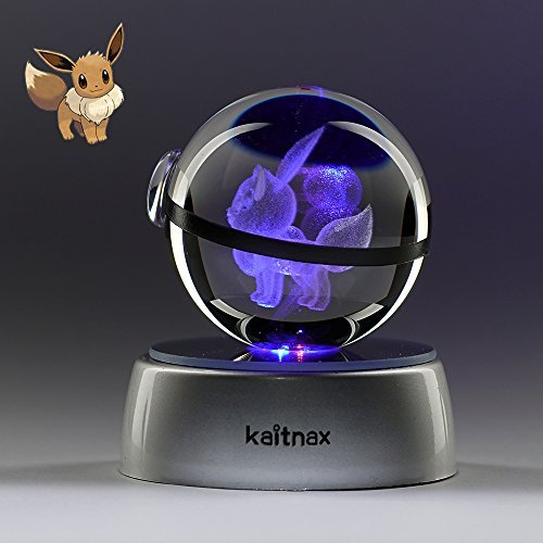 kaitnax 3D Laser Etched Crystal Ball(50mm) Puzzle with LED Base (Eevee) - //coolthings.us