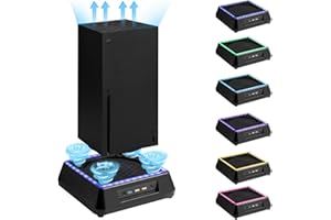 IESOOY Cooling Fan for Xbox Series X, Xbox Series X Cooling Fan with 3 Levels Adjustable Speed Cooling Fan System, Low Noise, Extra 3 USB Port, Xbox Series X Cooling Station with 6 Colors RGB LED Light