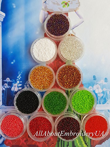 image for AllAboutEmbroideryUA Bead Embroidery kit, Lady in Red, Needlepoint, Pr