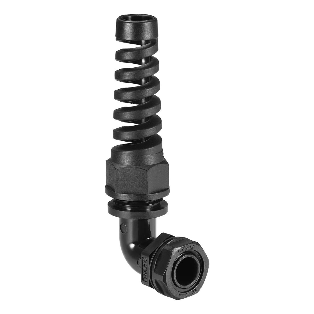 sourcing map M16 Cable Gland 90 Degree Waterproof IP68 Nylon Joint Adjustable Locknut with Strain Relief for 6mm-10mm Dia Cable Wire