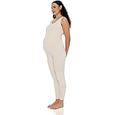 POSHDIVAH Women's Maternity Jumpsuit Romper Pregnancy Leggings Sleeveless Tank Top Bodycon Bodysuit Shapewear