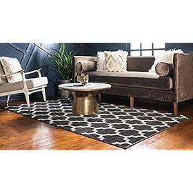 Unique Loom Trellis Collection Modern Morroccan Inspired with Lattice Design Area Rug, Rectangular 3' 3" x 5' 3", Black/Beige 51IEz61honS