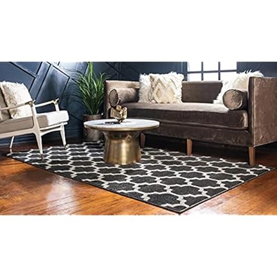 Unique Loom Trellis Collection Modern Morroccan Inspired with Lattice Design Area Rug, Rectangular 3' 3" x 5' 3", Black/Beige 51IEz61honS