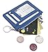 ZHOMA RFID Blocking Genuine Leather Wallet - Credit Card Holder with Key Ring and ID Window - Navy Blue