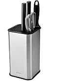 KITCHENDAO XL Stainless Steel Universal Knife Block Holder Without Knives, with Slots for Scissors and Sharpening Rod, Detach