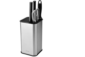 KITCHENDAO XL Stainless Steel Universal Knife Block Holder Without Knives, with Slots for Scissors and Sharpening Rod, Detach