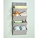 mDesign Chevron Wall Mount/Over Door Fabric Closet Storage Organizer for Toys, Baby/Kids Clothing - 4 Pockets, Gray/Cream