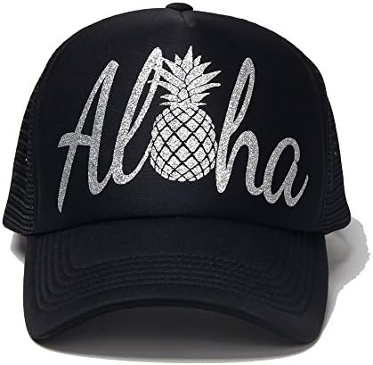 DONGKING Aloha Trucker Cap Premium Quality Silver Gold Logo Print (SILVERGLITER)