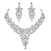 BriLove Women's Wedding Bridal Crystal Multi Hibiscus Flower Enamel Statement Necklace Dangle Earrings Set
