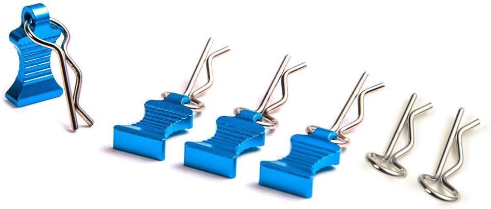 4Pcs GPM Body Clips with Aluminum Mount Set for 1/8 1/10 1/12 RC Cars Blue