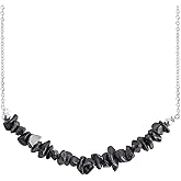 NJCRAFT Natural Gemstone Chips Choker Necklace for Woman| Silver Plated Gem-stone Necklace | Chip 2–3 mm | Adjustable Chain 16+2 Inch