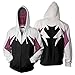 Wsysnl Cos Spider Gwen Superhero 3D Style Zipper Hooded Sweatshirt Unisex Adult