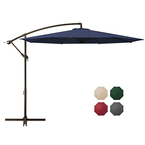 Domicare 10ft Offset Hanging Patio Umbrella With 8 Ribs Outdoor Market Umbrella Easy Tilt Adjustment Cantilever Umbrella For Backyard Poolside Lawn And Garden Navy Amazon In Furniture