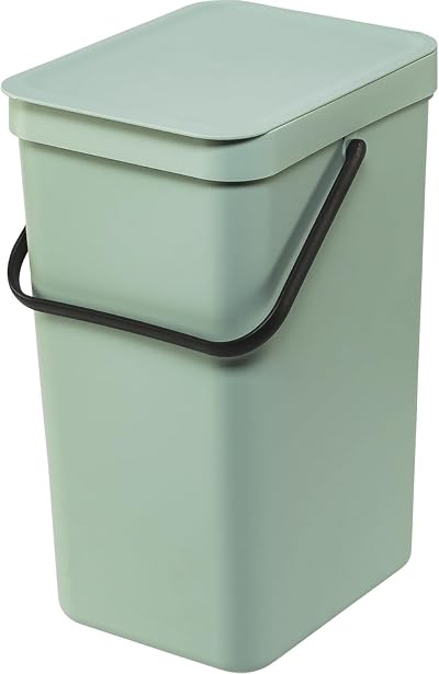 Brabantia Sort & Go 16L Jade Green Waste Bin with Stay-Open Lid