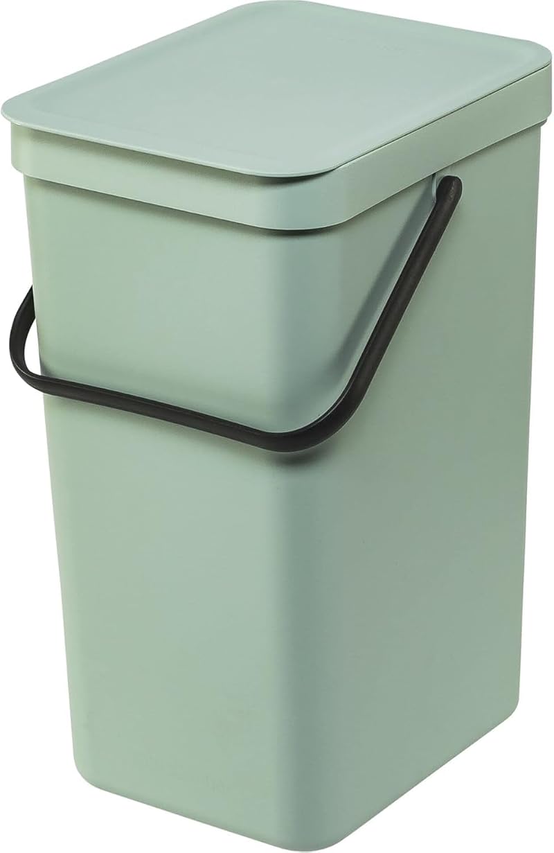 Brabantia Sort & Go 16L Jade Green Waste Bin with Stay-Open Lid