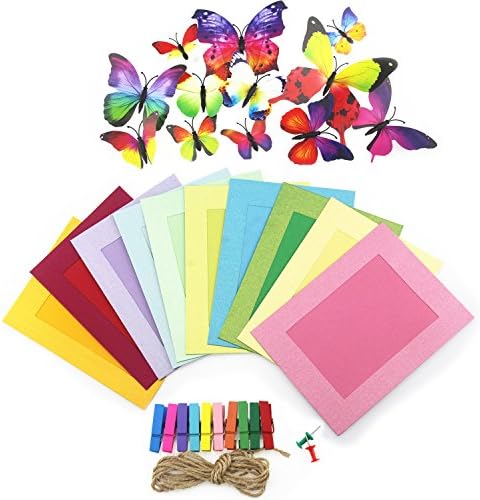 4x6" Picture Frame DIY Paper Photo Frame with Butterfly Sticker Clothespins Jute Rope Clips (6" Multicolor-1)
