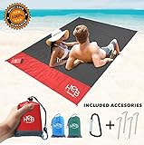 Hachamiba Compact Outdoor Beach Blanket (78.8″x55″) Fit 2 to 4 Persons – 100% Sand Free Waterproof Ground Cover – Pocket Lightweight Picnic Tent Footprint Mat Include 4 Stakes & Carabiner