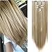 3-5 Days Delivery 7Pcs 16 Clips 23-24 Inch Thick Curly Straight Full Head Clip in on Double Weft Hair Extensions 20 Colors,Sandy Blonde Mix Bleach Blonde-straightthumb 2
