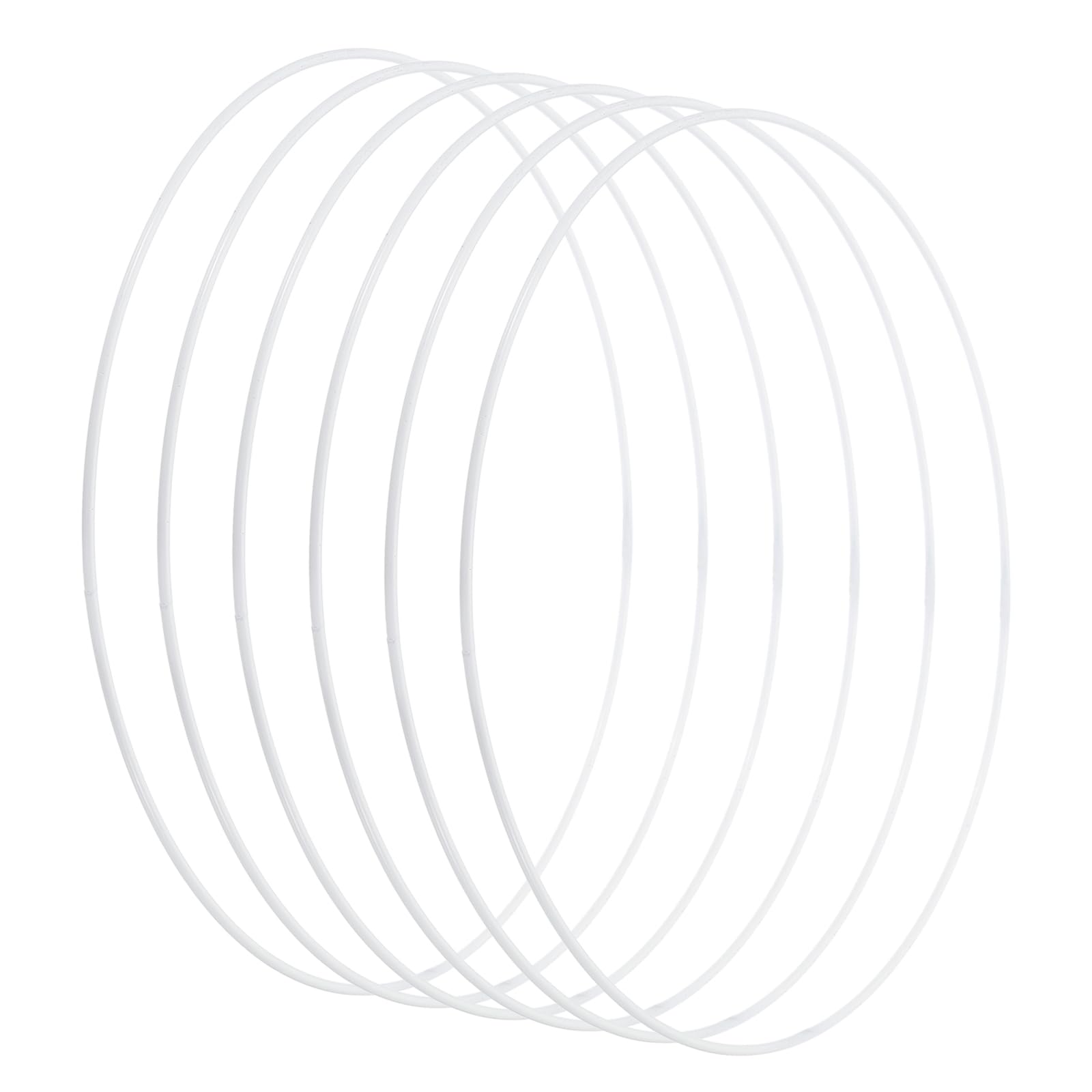 PATIKIL 16 Inch Round Dream Catcher Rings, 6 Pcs Metal Christmas Macrame Wreath Floral Ring Hoop for Home DIY Craft Wedding Wall Hanging Decorations, White